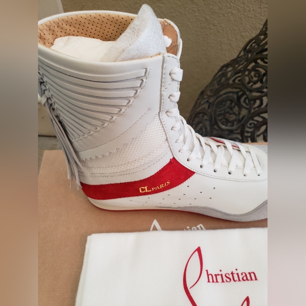 Christain Louboutin MY K.O. Veau Vel/Calf/Mesh Hi-Top/Boot in size 42 - Picture 2 of 8